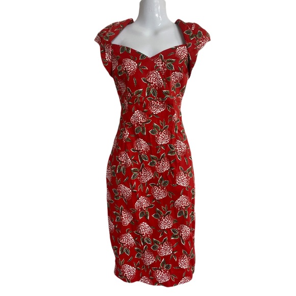 Collectif Vintage London XS Red Floral Dress - Picture 2 of 8
